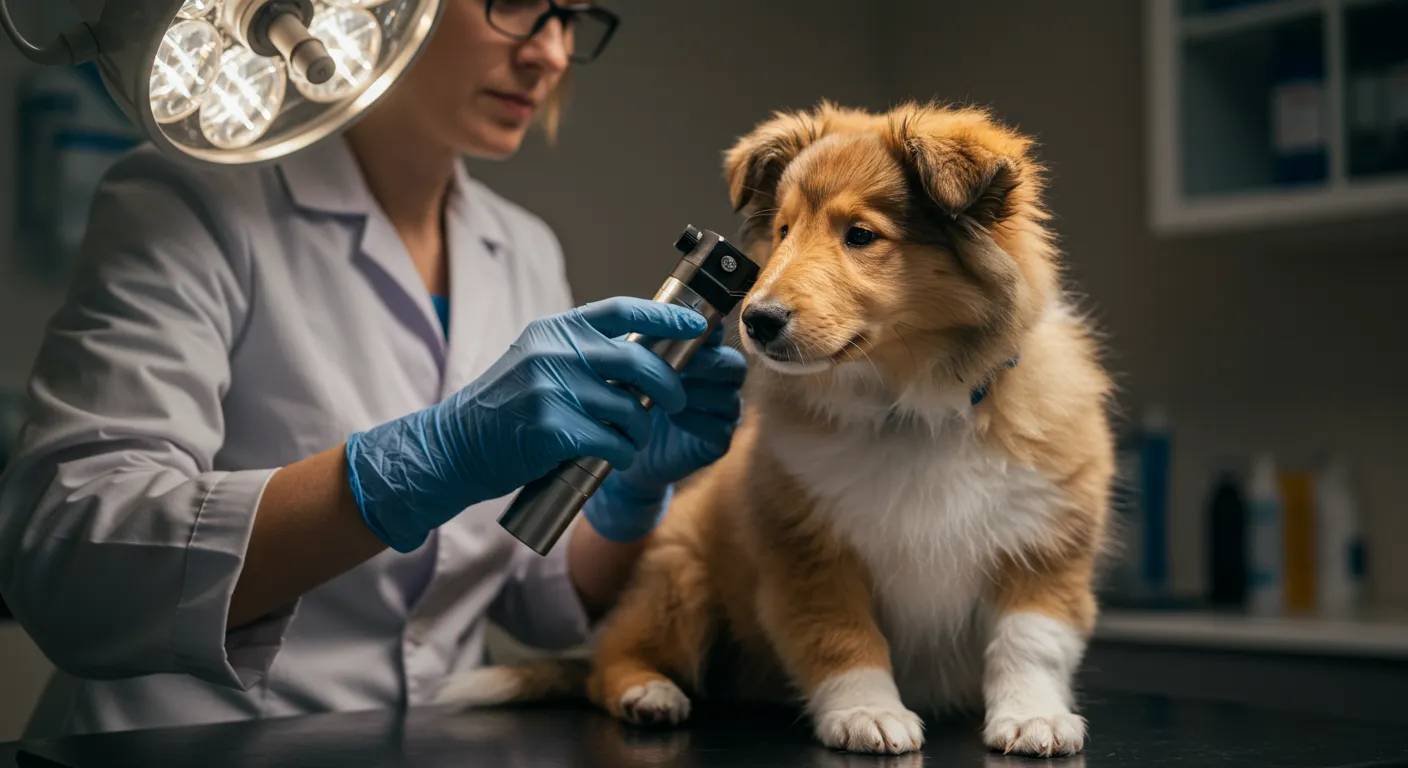 Dog prepared for a CEA examination at different ages