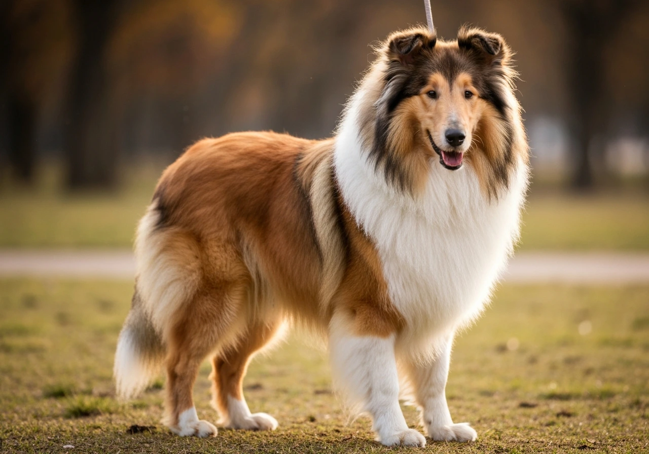 Collie being groomed